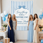 Personalized Something Blue Before I Do Stripes Backdrop with Name and Date Meaningful Singles Party Gift for Bride Sister Girlfriend