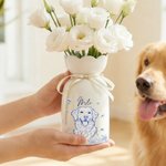 Personalisierte Toile De Jouy Haustier Foto Schmetterling Keramik Blumenvase mit Namen Home Dekoration Geburtstag Geschenk für Tierbesitzer