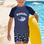 Gepersonaliseerd Schattig Zeemeermin Zeedier Anti-UV Kinderbadpak met Naam Zwembad Zomer Cadeau voor Jongens Meisjes