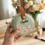 Personalised Multicolour Birth Flower Butterfly PU Leather Handheld Jewellery Box with Name Mother's Day Birthday Gift for Women