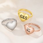 Anello personalizzato in argento sterling con foto del cuore e testo inciso Regalo di compleanno per la festa della mamma e della famiglia