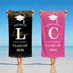 Personalised Congratulations Grad Cap Oversized Quick Dry Beach Towel with Name and School Name Beach Party Graduation Gift for Graduates