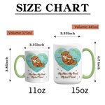 Personalized Cartoon Otter Mother and Kid Ceramic Mug with Names and Coaster Mother's Day Gift for Mom Grandma