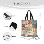 Personalized Vintage Ditsy Floral Patchwork Style Large Tote Bag with Names Daily Use Mother's Day Birthday Gift for Women