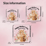 Personalisierte Aquarell Eltern Kind Bär Floral Quadrat Acryl Plaque mit 1-5 Namen Muttertag Geschenk für Mama Oma