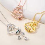 Personalisierte Halskette mit aufklappbarem Herzanhänger | mit 1–5 Namensringen und Geburtssteinen | Muttertag Geburtstag Geschenk für Mama