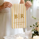 Personalized Multicolor Striped Waffle Tea Towel with Initial Text and Date Wedding Bridal Shower Gift for Her
