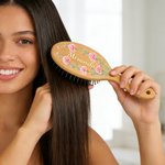 Personalised Birth Flower Hair Brush with Name Mother's Day Bachelorette Party Birthday Gift for Women