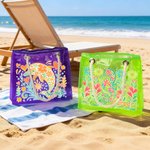 Personalised Marine Animals Flowers Waterproof Holographic Clear Tote Bag with Name Beach Accessories Birthday Anniversary Gift for Women