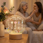 Personalized Butterflies 1-13 Birth Flowers LED Night Light with Name and Wooden Base Home Decor Mother's Day Birthday Gift for Mothers Grandmothers