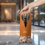 Personalisierte Aquarell Geburt Blume PU Leder Weintasche mit Namen Muttertag Geburtstag Jahrestag Geschenk für Weinliebhaber