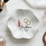 Cadeau de naissance en forme de pétale de fleur en céramique avec nom pour usage quotidien Cadeau de fête des mères pour sa meilleure amie