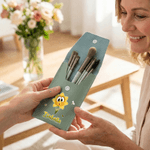 Personalised Cute Birth Flower Makeup Brush Bag with Name and 8 Pcs Makeup Brushes Travel Essentials Mother's Day Birthday Gift for Women