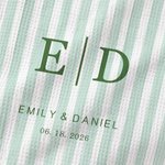 Personalized Multicolor Striped Waffle Tea Towel with Initial Text and Date Wedding Bridal Shower Gift for Her