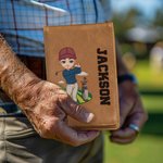 Personalized Cartoon Figure Portable Golf Scorecard Holder with Name Golf Accessories Birthday Gift for Golf Lover