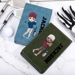 Personalized Cartoon Figure Portable Golf Scorecard Holder with Name Golf Accessories Birthday Gift for Golf Lover
