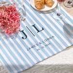 Personalized Multicolor Striped Waffle Tea Towel with Initial Text and Date Wedding Bridal Shower Gift for Her