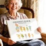 Personalized Cute Duck Family Canvas Decorative Painting with Name Home Decor Mother's Day Birthday Gift for Mom Grandma Grandparent