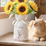 Personalisierte Toile De Jouy Haustier Foto Schmetterling Keramik Blumenvase mit Namen Home Dekoration Geburtstag Geschenk für Tierbesitzer