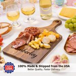 Personalized Elegantly Engraved Easter Bunny Wooden Cutting Board with Finger Grip and Name Made in USA Easter Wedding Gift for Couples Families