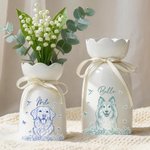 Personalisierte Toile De Jouy Haustier Foto Schmetterling Keramik Blumenvase mit Namen Home Dekoration Geburtstag Geschenk für Tierbesitzer