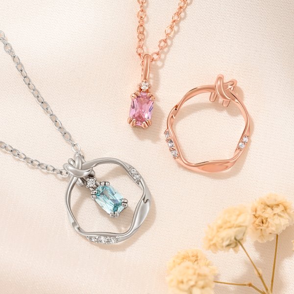 Personalised Mobius Strip Birthstone Necklace with Name Exquisite Jewellery Festival Mother's Day Birthday Gift for Mom Wife Girlfriend