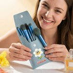 Personalised Cute Birth Flower Makeup Brush Bag with Name and 8 Pcs Makeup Brushes Travel Essentials Mother's Day Birthday Gift for Women