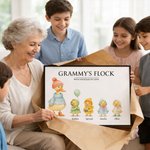 Personalized Cute Duck Family Canvas Decorative Painting with Name Home Decor Mother's Day Birthday Gift for Mom Grandma Grandparent