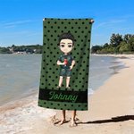 Henkilökohtainen sarjakuvahahmo Dot Quick Dry ylisuuri rantapyyhe nimellä Travel Essentials Beach Party syntymäpäivälahja perheelle naisille