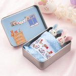 Personalised Cute Mom and Baby Plush Bunny Mini Pocket Tin Box with Colourful Name Comfort Toy Easter Birthday Gift for Kids