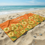 Personalised Birth Flower Quick Dry Oversized Microfiber Beach Towel with Name Travel Essentials Beach Party Birthday Gift for Family Woman