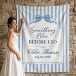 Personalized Something Blue Before I Do Stripes Backdrop with Name and Date Meaningful Singles Party Gift for Bride Sister Girlfriend
