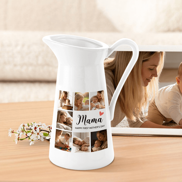 Personalised Mom Photo Collage Ceramic Vase with Nickname and Text Home Decor Mother's Day Gift for Mom Grandma