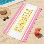 Personalized Shadow Stripe Name Quick-Dry Oversized Beach Towel Beach Pool Party Birthday Gift for Kids Friends