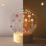 Personalized Butterflies 1-13 Birth Flowers LED Night Light with Name and Wooden Base Home Decor Mother's Day Birthday Gift for Mothers Grandmothers