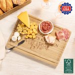 Personalized Engraved Flower Design FSC Bamboo Charcuterie Cutting Board with Text and Juice Groove Kitchen Decor Made in USA Gift for Family Friend
