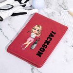 Personalized Cartoon Figure Portable Golf Scorecard Holder with Name Golf Accessories Birthday Gift for Golf Lover