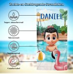 Gepersonaliseerd Sneldrogend Extra Groot 3D-cartoon Kinder Strandlaken met Naam Ideaal voor Zomervakantie Verjaardagscadeau voor Jongens en Meisjes