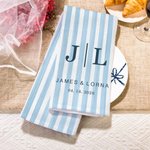 Personalized Multicolor Striped Waffle Tea Towel with Initial Text and Date Wedding Bridal Shower Gift for Her