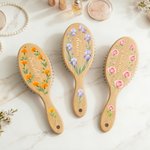 Personalised Birth Flower Hair Brush with Name Mother's Day Bachelorette Party Birthday Gift for Women