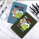 Personalized Best By Par Cartoon Face Photo PU Leather Golf Scorecard Holder with Name Competition Training Accessory Birthday Gift for Golf Lovers