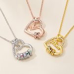 Personalisierte Halskette mit aufklappbarem Herzanhänger | mit 1–5 Namensringen und Geburtssteinen | Muttertag Geburtstag Geschenk für Mama