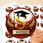 Personalised Graduation Cap Initial Waterproof Stickers with Name Favor Label Celebration Graduation Party Decor for Graduates