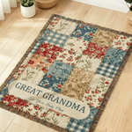 Henkilökohtainen Vintage Flower Checkered Patchwork Tupsu pehmeä heittää peitto nimet ja otsikko äitienpäivä syntymäpäivälahja isoäiti äitiä varten