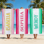 Personalized Shadow Stripe Name Quick-Dry Oversized Beach Towel Beach Pool Party Birthday Gift for Kids Friends