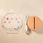 Personalized Butterflies 1-13 Birth Flowers LED Night Light with Name and Wooden Base Home Decor Mother's Day Birthday Gift for Mothers Grandmothers