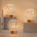 Personalized Butterflies 1-13 Birth Flowers LED Night Light with Name and Wooden Base Home Decor Mother's Day Birthday Gift for Mothers Grandmothers