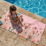 Personalised Birth Flower Quick Dry Oversized Microfiber Beach Towel with Name Travel Essentials Beach Party Birthday Gift for Family Woman