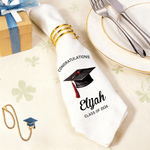 Serviette 100% coton avec nom et texte Décoration de table Cadeau de fin d'études pour les diplômés Famille Amis