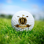 Personalized Golden Badge Golf Ball with Name and Initial Golfer Accessories Training Competition Birthday Gift for Golf Player Lover